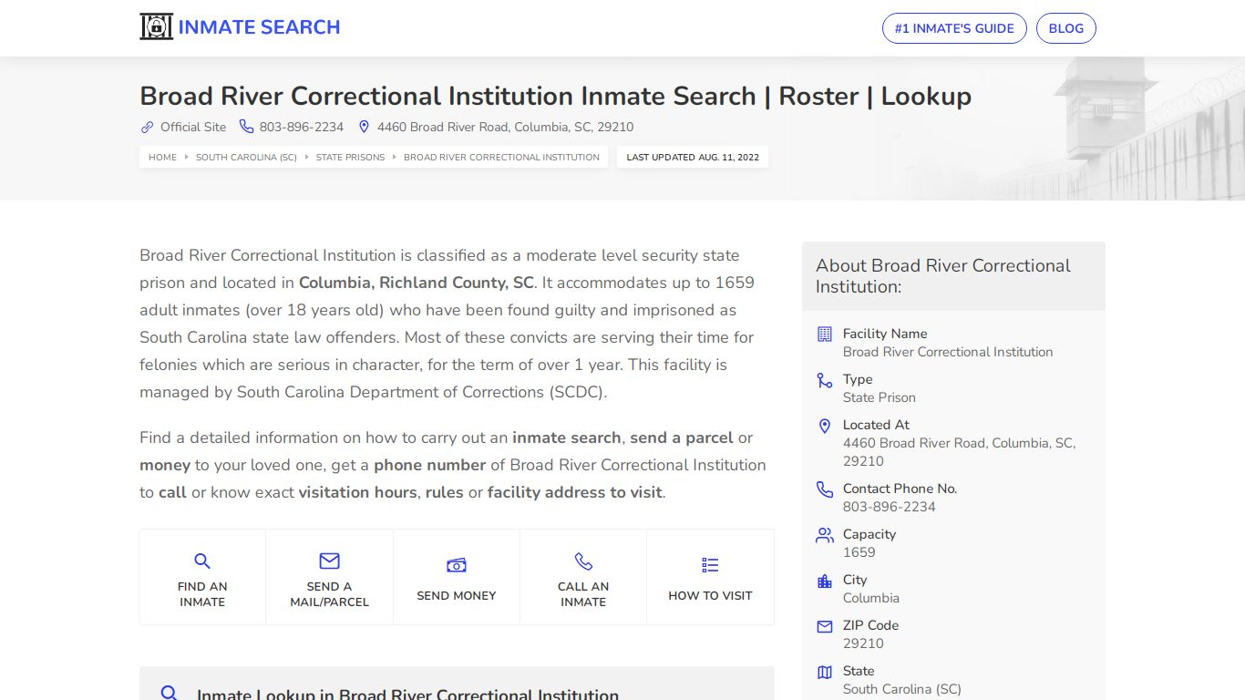 Broad River Correctional Institution Inmate Search ...